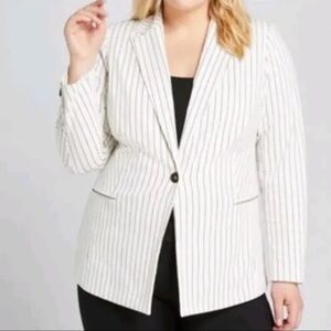 NWT Lane Bryant The Bryant Blazer One Button White Pinstripe Cotton Plus Size 28
